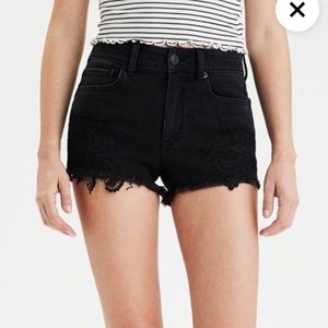 american eagle black high rise shorts